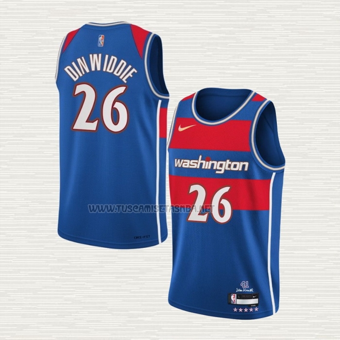 Camiseta Spencer Dinwiddie NO 26 Washington Wizards Ciudad 2021-22 Azul